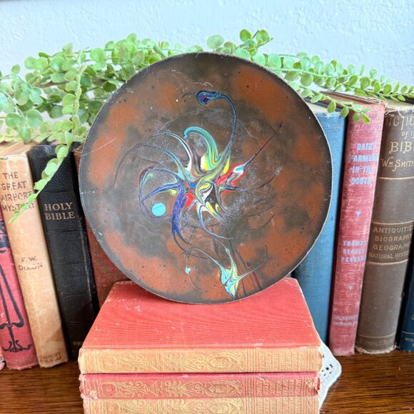MCM 1960's Pollack Inspired Enamel Copper Plate - Picture 7 of 10